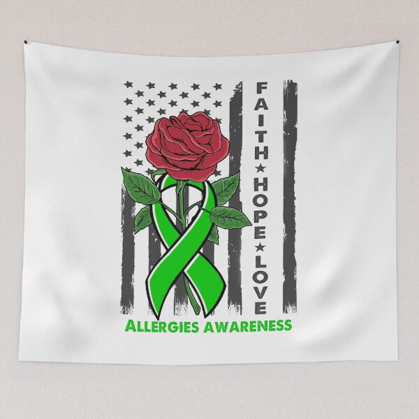 Item preview, Faith Hope Love Allergies Awareness Amarican Flag designed and sold by Kohend.
