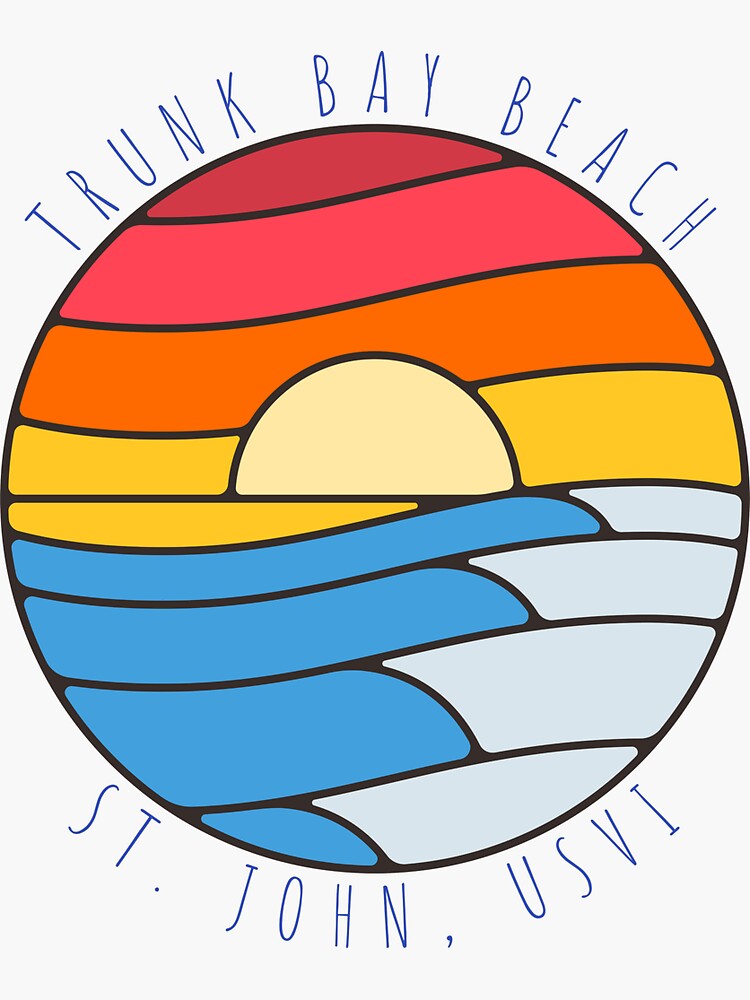 "Trunk Bay Beach St. John USVI Vintage Sunset" Sticker for Sale by