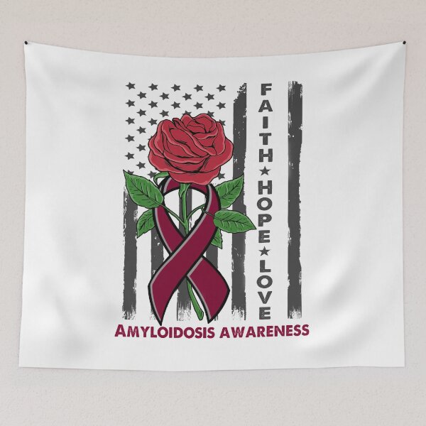 Item preview, Faith Hope Love Amyloidosis Awareness Amarican Flag designed and sold by Kohend.