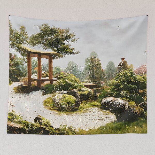 Item preview, Ghost visiting a traditional Japanese garden  designed and sold by fizzribbit.