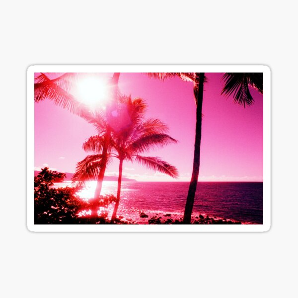 Vista previa del artículo con la obra «Palmeras rosa neón, playa rosa», diseñado y vendido por newburyboutique.