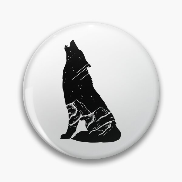 Artikelvorschau, Wolf mit Nachthimmel und Bergen entworfen und verkauft von whyNautDesigns.