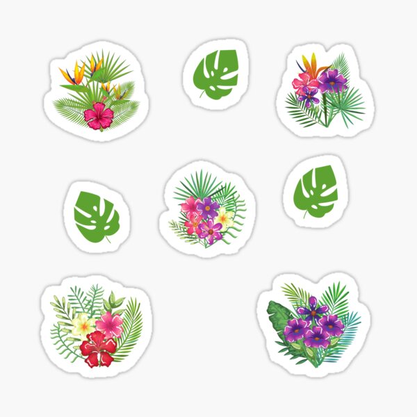 Pack de stickers Fleurs Tropicales - 10 grands stickers - Thème fleu –  AdyLShop