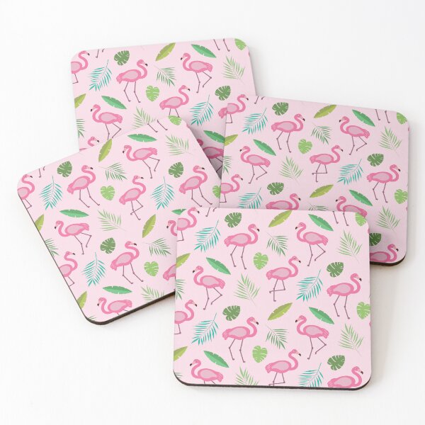 Item preview, Cute Pink Flamingo pattern with green tropical leaves  designed and sold by Yasminepatterns .