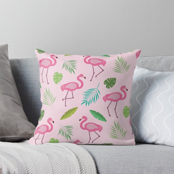 Item preview, Cute Pink Flamingo pattern with green tropical leaves  designed and sold by Yasminepatterns .