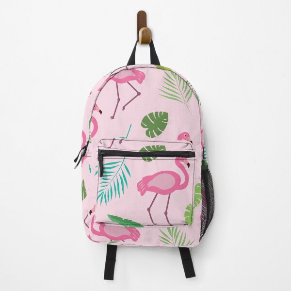 Item preview, Cute Pink Flamingo pattern with green tropical leaves designed and sold by Yasminepatterns .