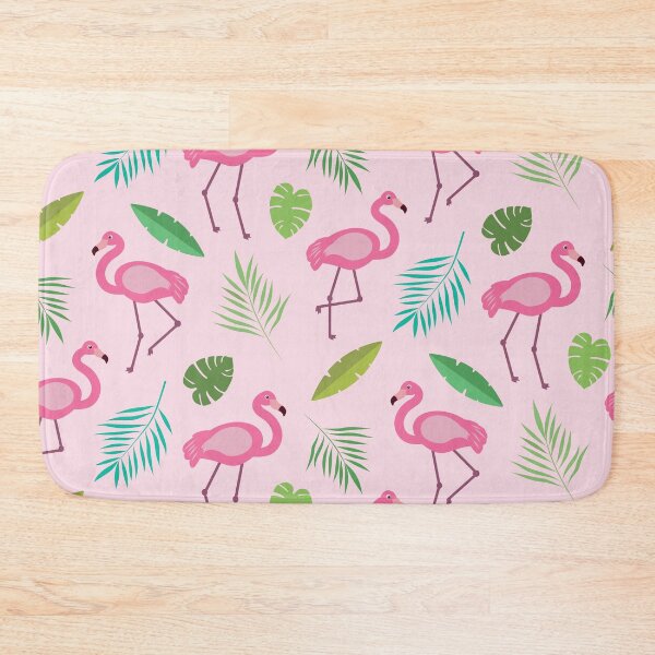 Item preview, Cute Pink Flamingo pattern with green tropical leaves  designed and sold by Yasminepatterns .