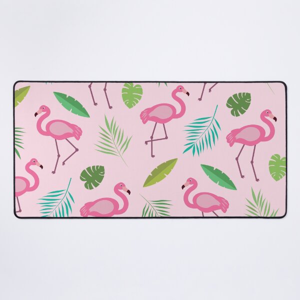 Item preview, Cute Pink Flamingo pattern with green tropical leaves  designed and sold by Yasminepatterns .
