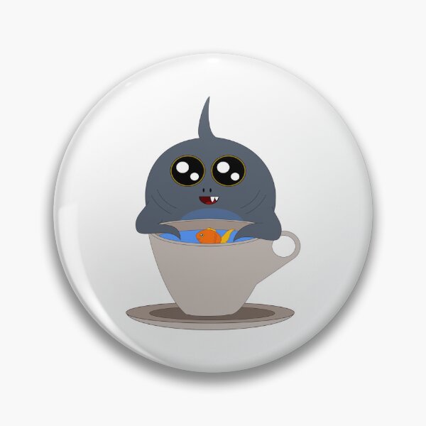 Item preview, Kawaii Shark With Snaggletooth and Goldfish In Coffee Cup designed and sold by CreativeCranium.