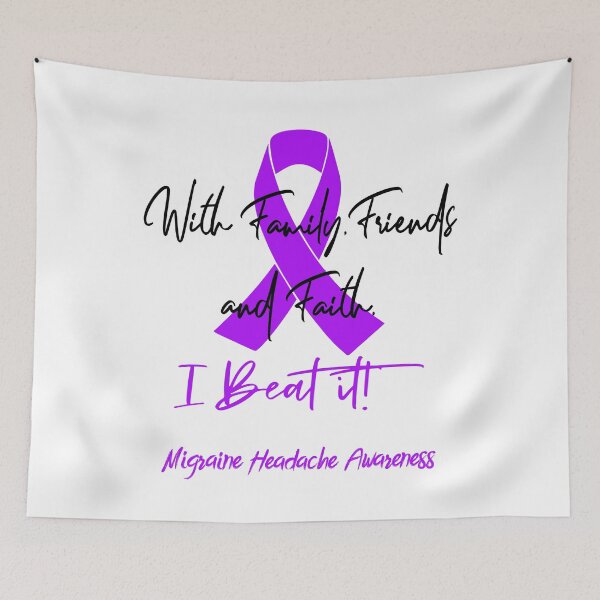 Item preview, Migraine Headache Warrior - With Family, Friends, and Faith - I BEAT IT! designed and sold by Robbsyn.