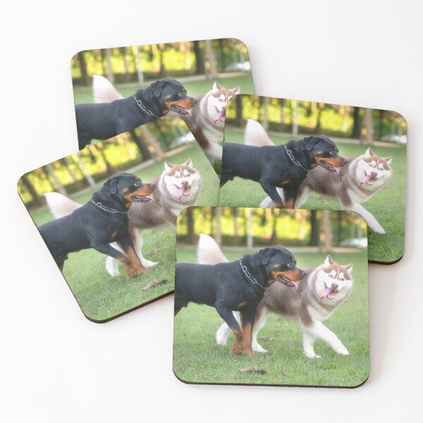Item preview, Rottweiler dog and Alaskan Malamute in the park. designed and sold by sinseeho.