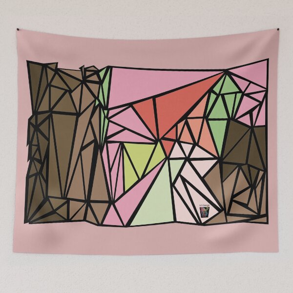 Item preview, Abstract pattern of triangles - color pattern of ice cream tints with black background and outline designed and sold by NS-Design-Shop.