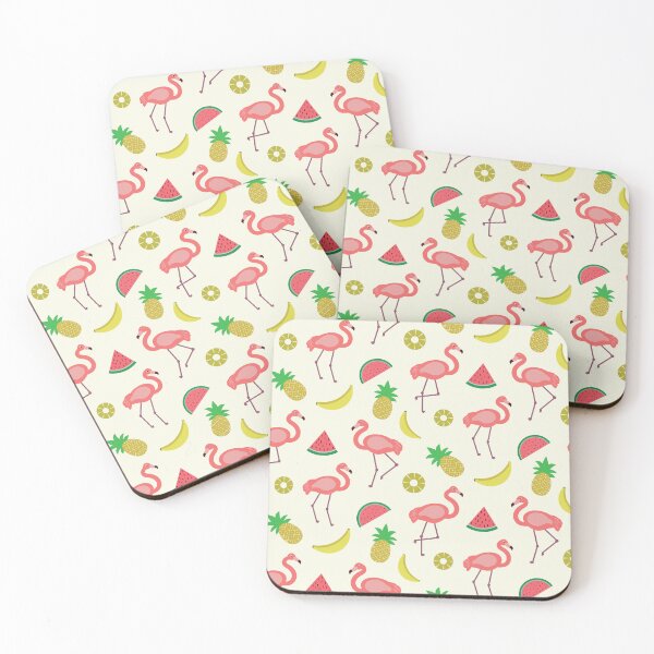 Item preview, Cute  red Flamingo bird pattern with pineapple, watermelon and banana designed and sold by Yasminepatterns .