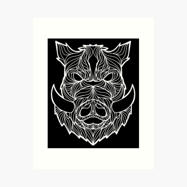 Wild boar head drawing Art Print