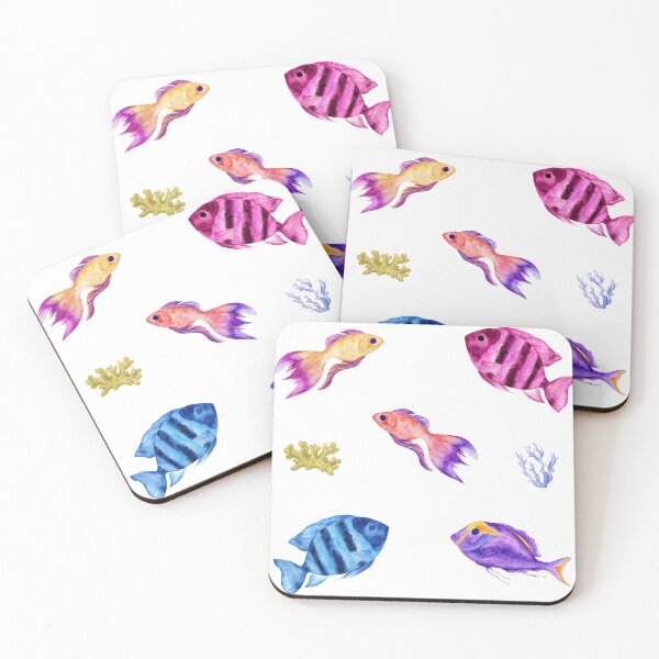 Item preview, Colorful Watercolor Tropical Fish and Coral designed and sold by silviaol.
