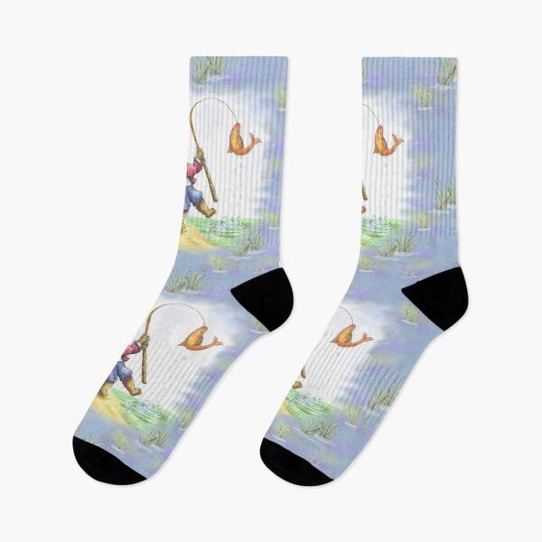 Item preview, Cat Fishing in Cat Tails Watercolor designed and sold by CheranY.