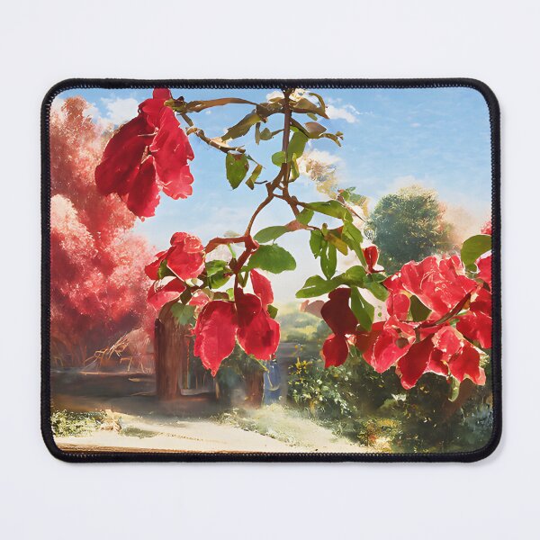 Item preview, Red bougainvillea vines in a cottage windlow designed and sold by fizzribbit.
