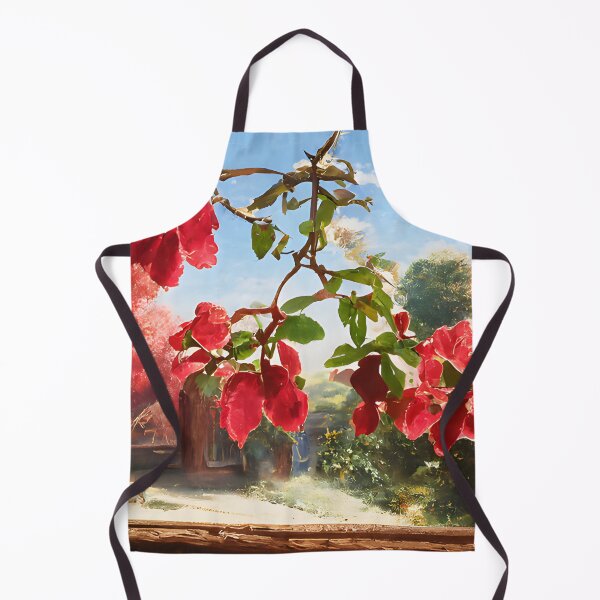 Item preview, Red bougainvillea vines in a cottage windlow designed and sold by fizzribbit.