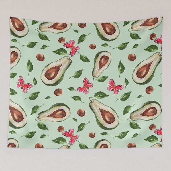 Item preview, Watercolor Green Avocado and Butterflies designed and sold by silviaol.