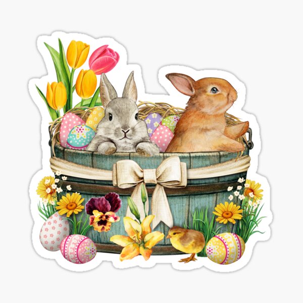 Item preview, Cute Easter Bunnies with Easter Eggs designed and sold by silviaol.