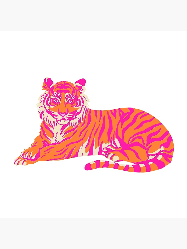 Thumbnail 4 von 4, Kissen, Rosa und orangefarbener Tiger designt und verkauft von jagaskin25.
