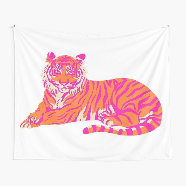 Pink and Orange Tiger Tapestry
