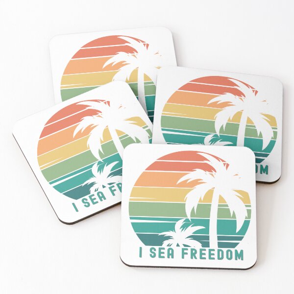 Item preview, Vintage Tropical Sunset, I Sea Freedom, Ready To Explore, Seize The Summer designed and sold by Sun Sand & Sea Art.