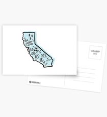 Handdrawn California Golden State Design Postcards