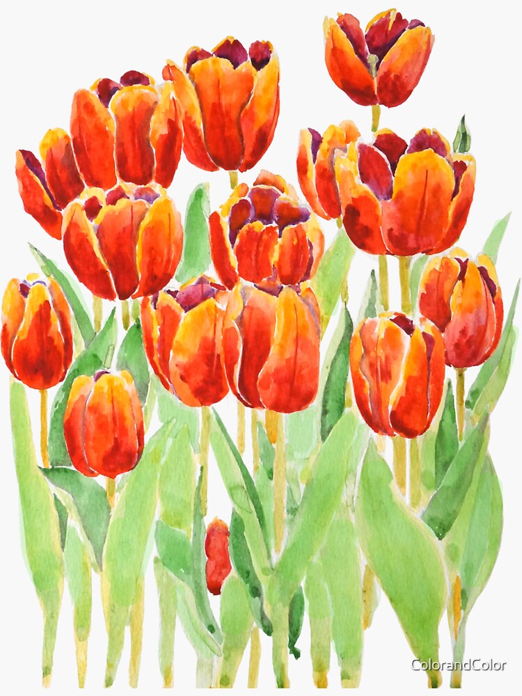 Hand Painted Flowers Orange Yellow Vinyl