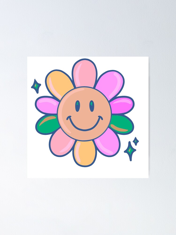 "Groovy Flower Smiley Face" Poster for Sale by shelbylester Redbubble