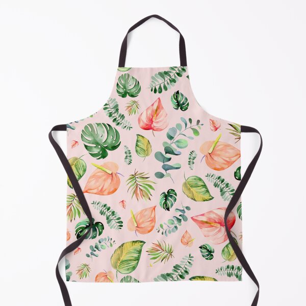 Item preview, Colorful tropical flowers, anthurium, tailflower, flamingo flower, and laceleaf, teal green leaves, watercolor tropical florals designed and sold by Orianah.