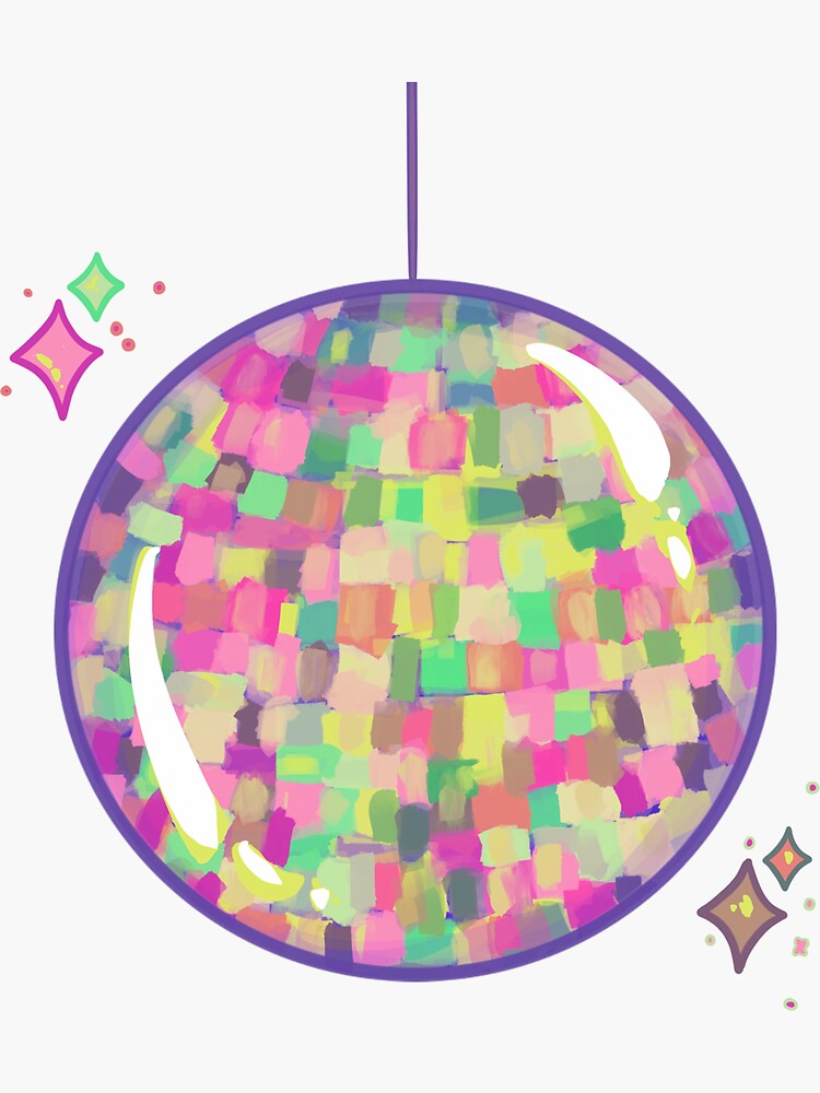 Colorful Disco Ball Mirror Groovy 3 in sticker