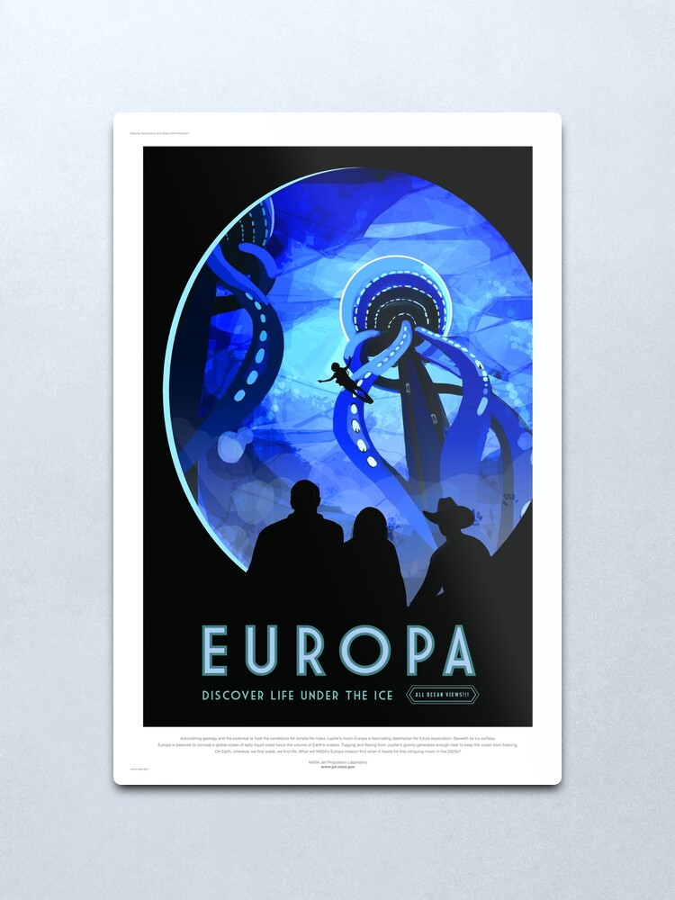 Alternate view of Europa - NASA/JPL Travel Poster Metal Print