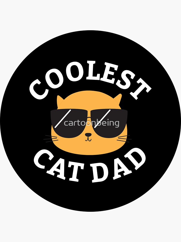 Thumbnail 3 of 3, Sticker, Coolest Cat Dad designed and sold by cartoonbeing.