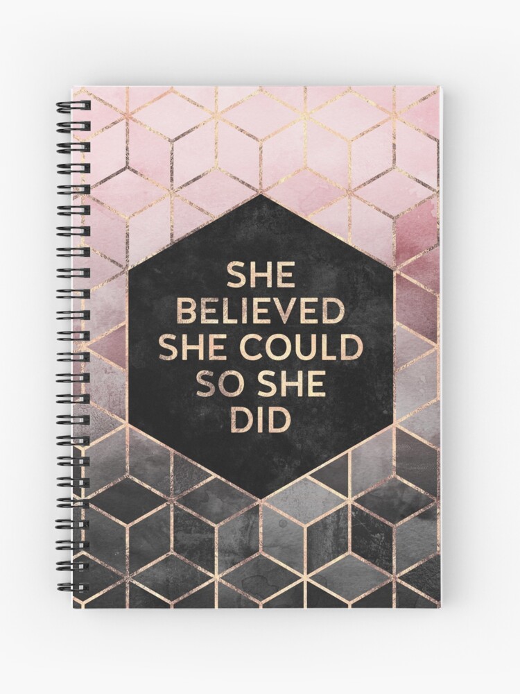 Thumbnail 1 of 3, Journal, She Believed She Could - Pink Grey designed and sold by foto-ella.