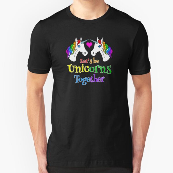 Rainbow Love Unicorns Slim Fit T-Shirt
