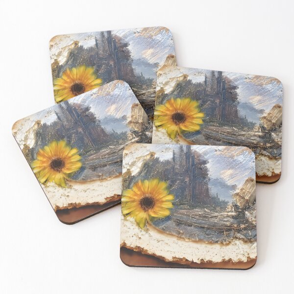 Item preview, Painted flower on a wood slice designed and sold by fizzribbit.