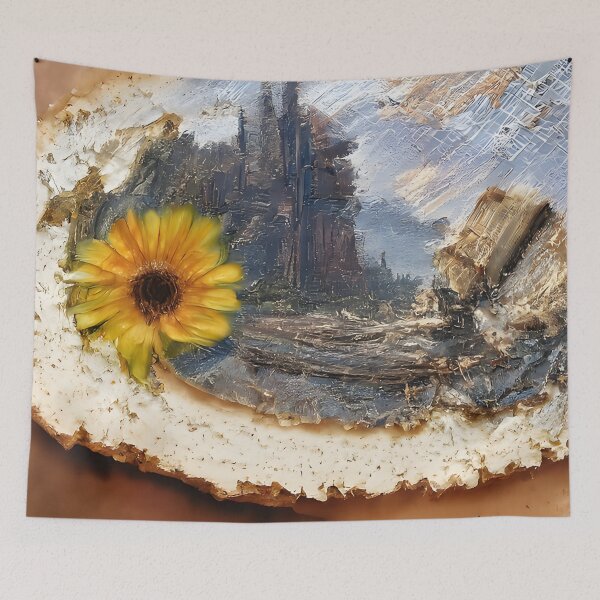 Item preview, Painted flower on a wood slice designed and sold by fizzribbit.