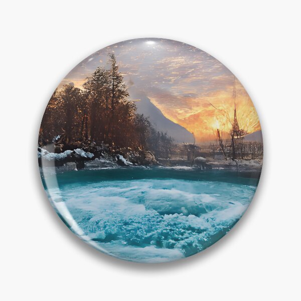 Item preview, Glowing icy winter whirlpool at sunset  designed and sold by fizzribbit.