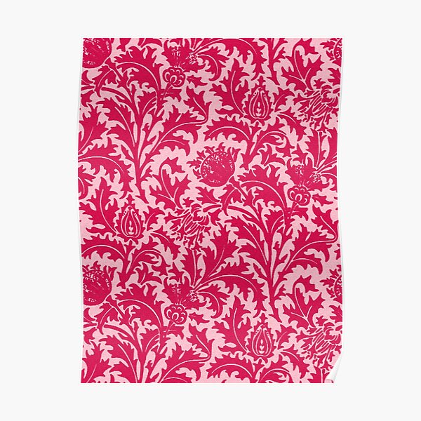 William Morris Thistle Damask, Fuchsia Pink Poster