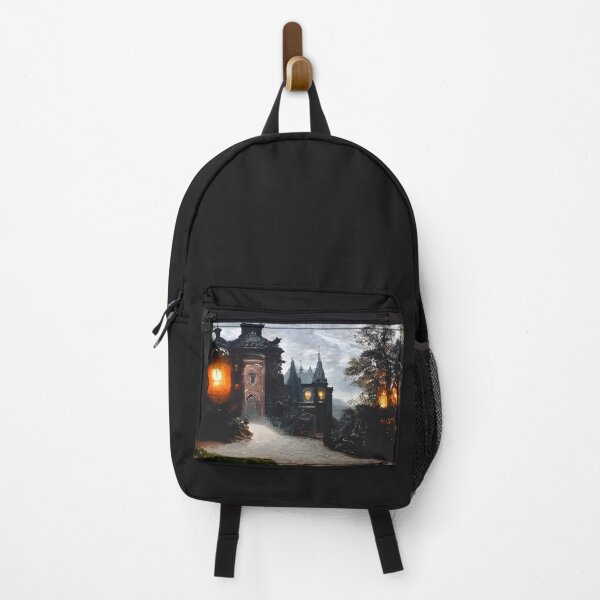 Item preview, Entrance to a gothic mansion lit by lanterns designed and sold by fizzribbit.