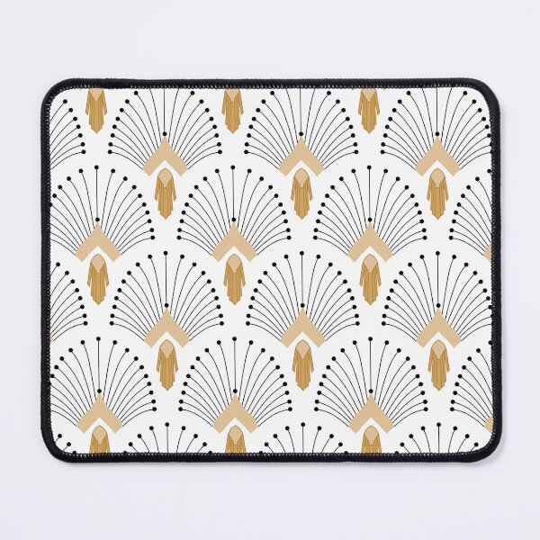Item preview, White, Gold and Black Art Deco Fan Flowers Motif designed and sold by KarinaI.