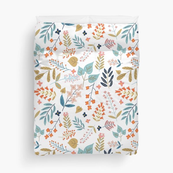 Botanical Harmony | Floral vintage Plants Colorful Leaves | Autumn Spring Nature Bohemian Chic Duvet Cover