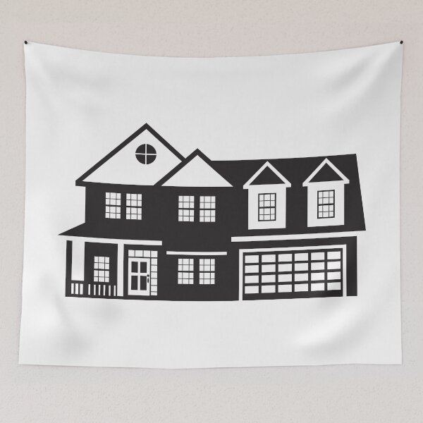 Item preview, House with Two Car Garage Black White Illustration designed and sold by jpldesigns.