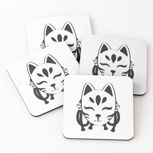Item preview, Cute kitsune mask, black and white designed and sold by PauRicart.