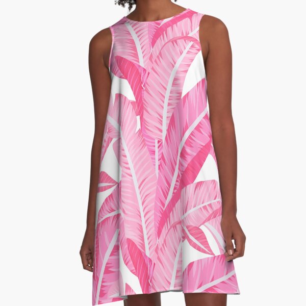 Item preview, Pink banana leaves tropical pattern on white designed and sold by MartaOlgaKlara.