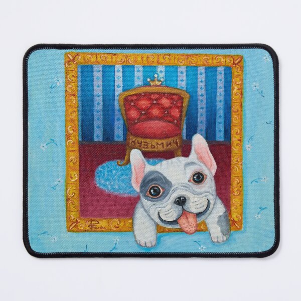 Item preview, French bulldog, white puppy with black spot, painting happy dog  designed and sold by Aleksandra Paranchenko.