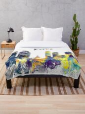 Houston city watercolor cityscape Throw Blanket