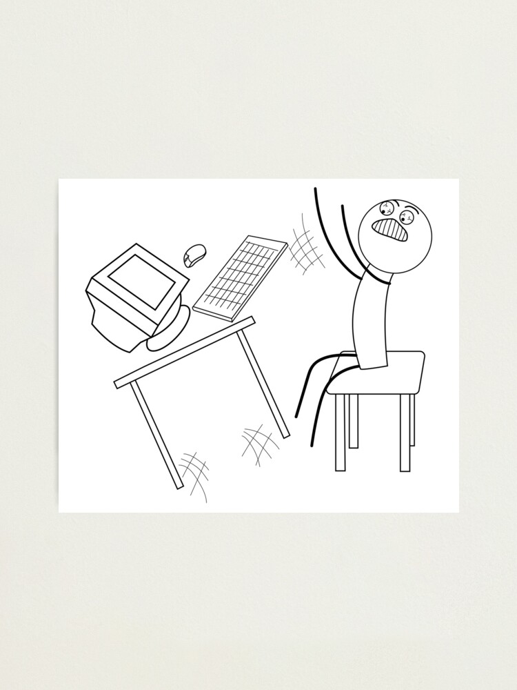 "Table Flip Angry Rage Quit Desk flip Mad Angry Meme guy" Photographic Print for Sale by