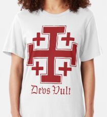 Deus Vult Cross (red) Slim Fit T-Shirt